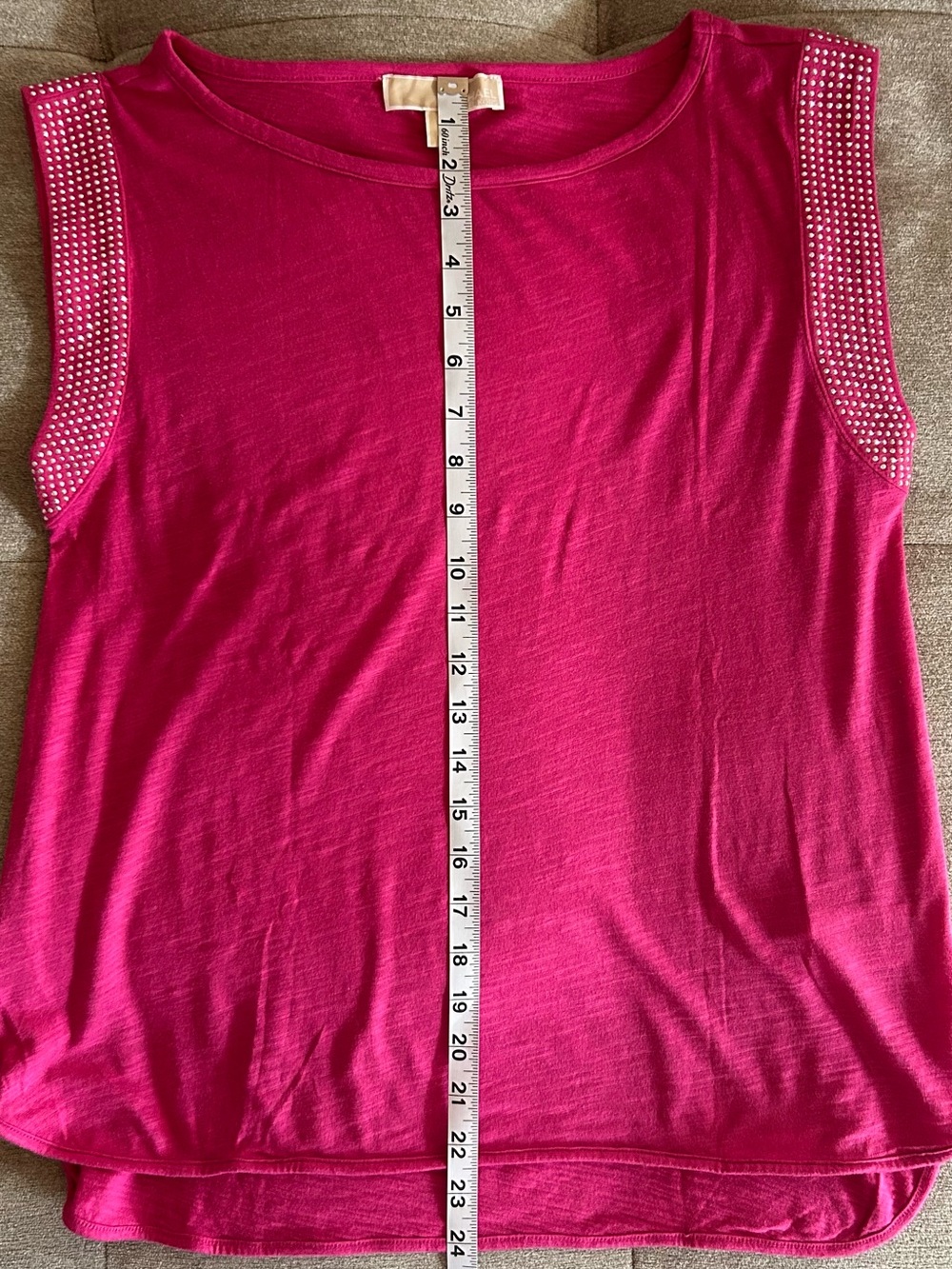 MICHAEL Michael Kors Fuchsia Stud-Shoulder Sleeveless Tank - Picture 3 of 6
